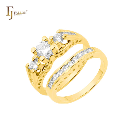 Anillos apilables en racimo de oro de 14 quilates, oro rosa y oro blanco