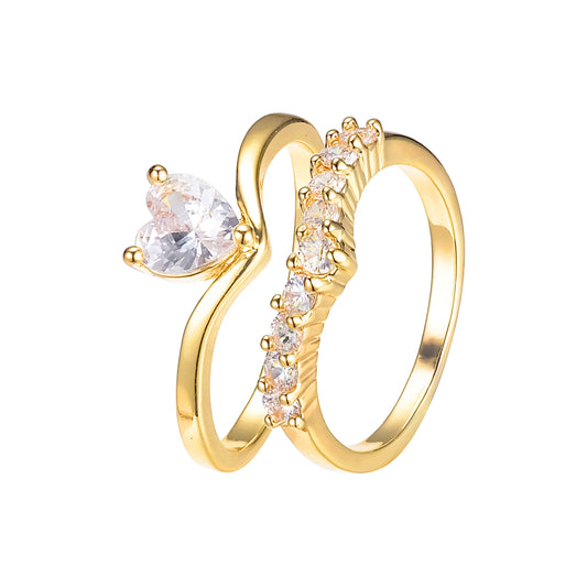 18K ゴールド、ホワイト ゴールド、14K ゴールド メッキ色の重ね付け可能なリング