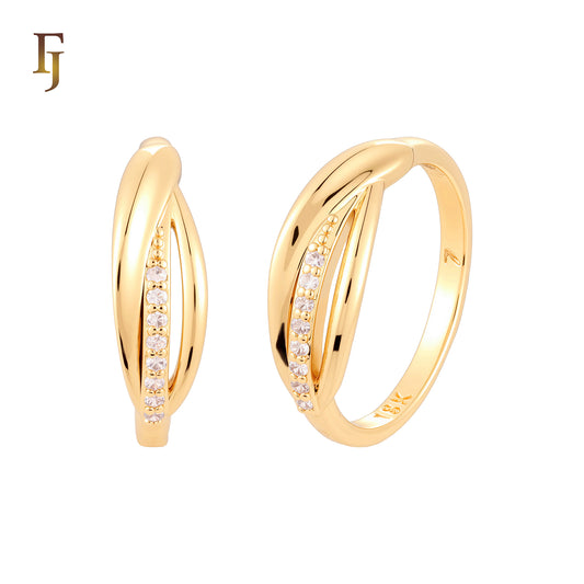 Anillos de moda de oro rosa con una sola fila de circonitas blancas