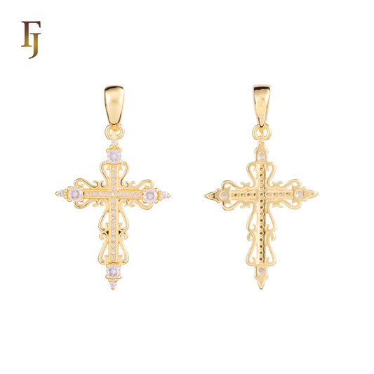 Orthodox Cross Pendant Collection – Religious Gold-Plated Charms with CZ Stones for Faith & Gifts