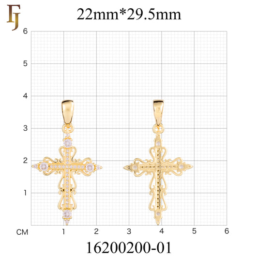 Orthodox Cross Pendant Collection – Religious Gold-Plated Charms with CZ Stones for Faith & Gifts