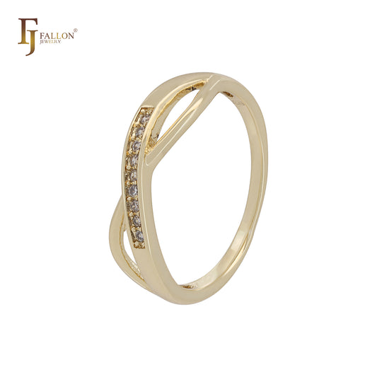 Anillos de boda en oro de 14 quilates con cruz de circonitas blancas