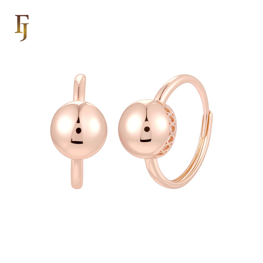 Lantern Beaded Bead Ball Rose Gold Open Resizable Rings