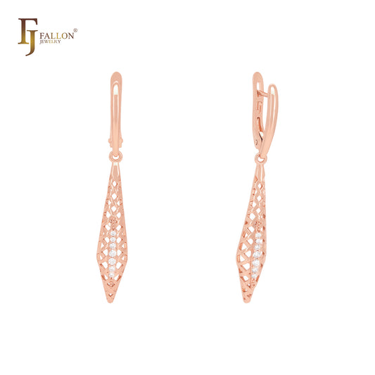 Filigree of weaving Rose Gold Russian Lock Earrings