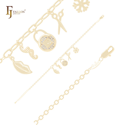 Pulseiras de Ouro 14K Little Charms of Decoration