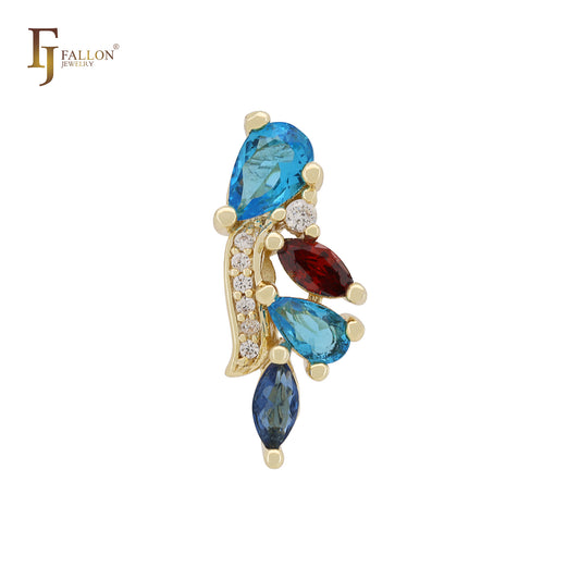 Подвеска из разноцветного смешанного фианита, 14-каратное золото, розовое золото