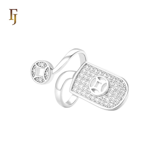 Nail Ring of Star and cluster white CZs Silver plated fashion Rings