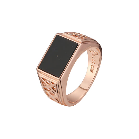 Rose Gold Men's painted black signet rings