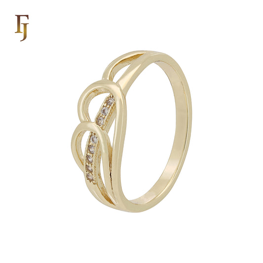 Gold Plated CZ Infinity Ring | Elegant Interlocking Loops Ring for Women | Dainty Open Design Promise Jewelry | FJ Jewelry