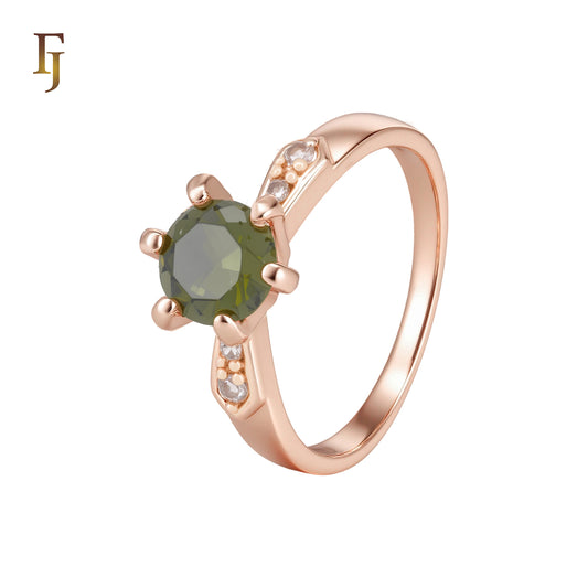 Solitaire Olive Green Rose Gold Fashion Rings