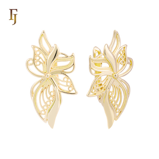 Brincos borboleta Leaves em ouro 14K, cores banhadas a ouro rosa