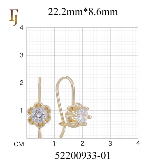.Aretes solitarios de gancho de alambre con circonitas coloridas chapados en oro de 14 quilates, oro rosa