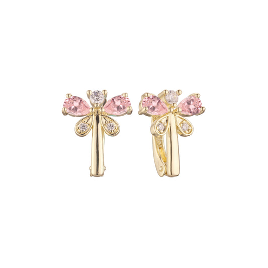 14K 金蜻蜓簇状耳环,镀玫瑰金颜色