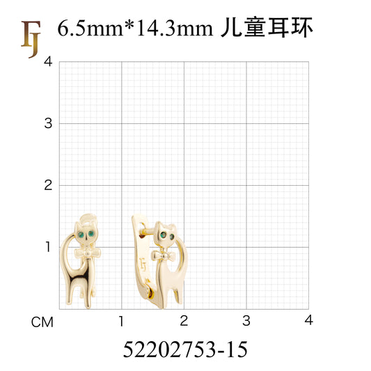 Cute Gold Cat Earrings with Green CZ Eyes and Bow – Adorable Animal Jewelry for Girls and Women