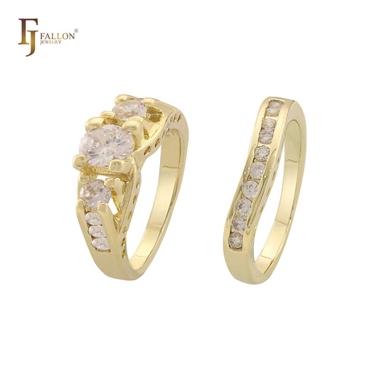 Anillos apilables en racimo de oro de 14 quilates, oro rosa y oro blanco