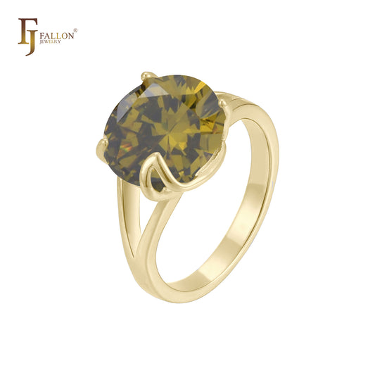 Ringe aus 14-kar?tigem Gold, 18-kar?tigem Gold und Wei?gold mit gepflasterten wei?en CZ-Clustern