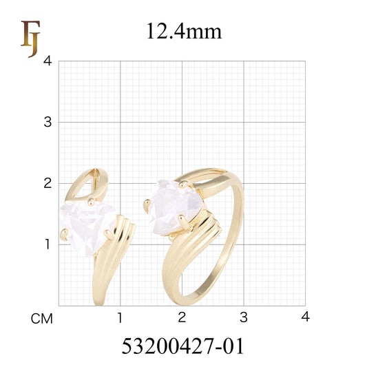 ソリティア トライアングル ストーン デザイン リング (18K ゴールド、ホワイト ゴールド、14K ゴールド、ローズゴールド メッキ カラー)