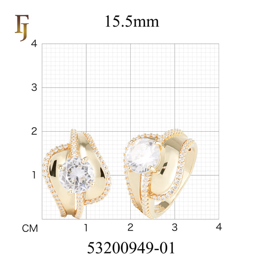 ファッショナブルで豪華なソリティアホワイトCZ 14Kゴールド、ローズゴールドリング