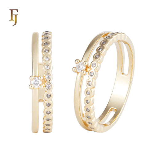 ソリティア 結婚指輪リング 14K ゴールド、ローズゴールド、ツートーンメッキカラー