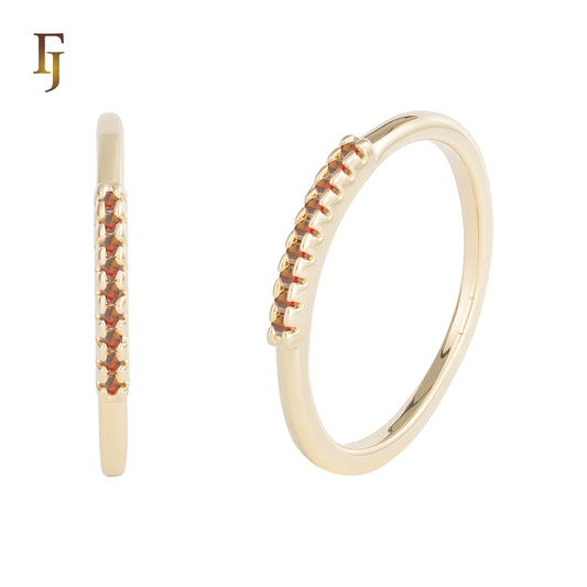Slim CZ Row Band Ring in Gold Plated Finish | Minimalist Stacking Ring | FJ Fallon Jewelry
