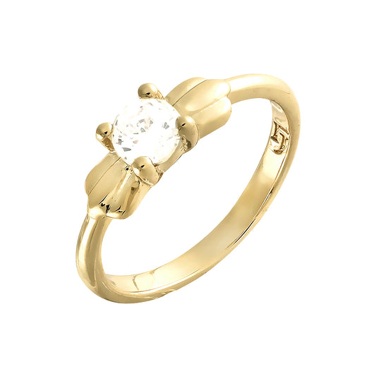 Anillos de oro solitario de 14 quilates con circonitas blancas