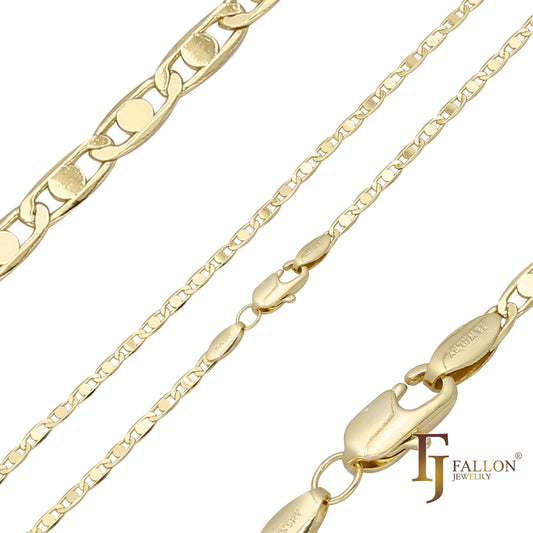 Rounded Mariner link chains plated in 14K Gold, Rose Gold, two tone