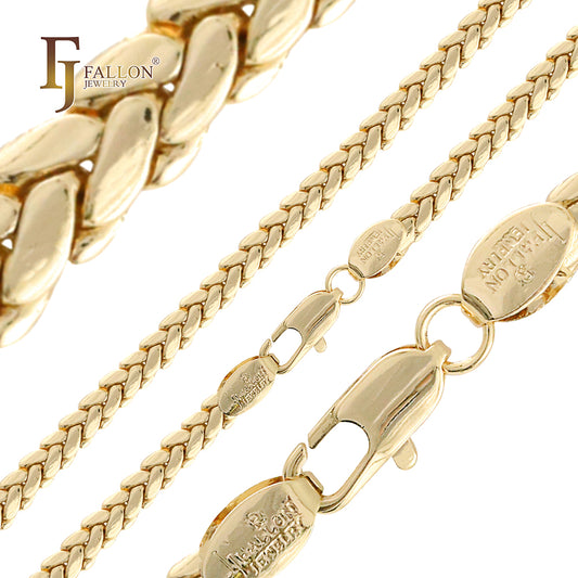 波士顿蛇链镀 14K、玫瑰金