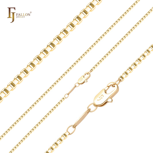 14Kゴールド、ローズゴールド、ホワイトゴールドメッキの薄いボックスリンクチェーン