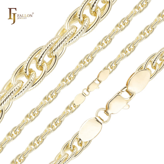 Hammered rolo 14K Gold Rope Chain