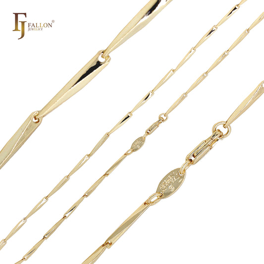 Элегантные двухцветные классические цепочки с необычными звеньями из розового золота