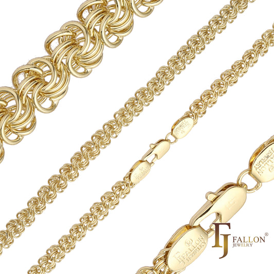 Bismarck Lujosas cadenas bizantinas de eslabones rolo dobles y triples de tejido largo chapadas en oro rosa