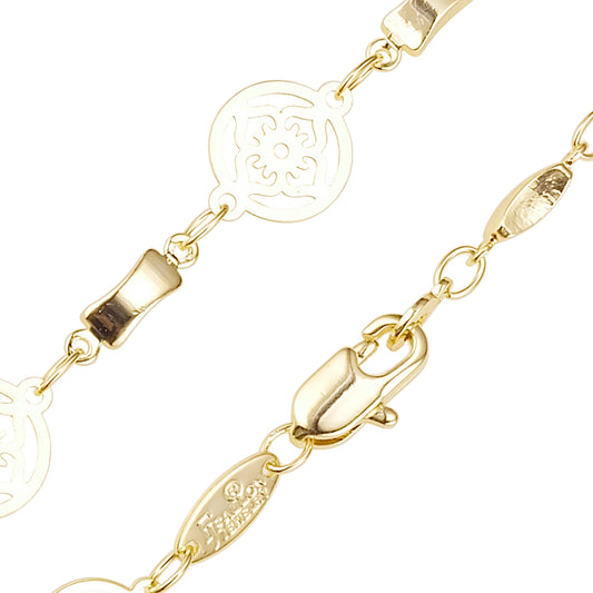 Corrente de elo de flor chique banhada em ouro 14K, ouro rosa