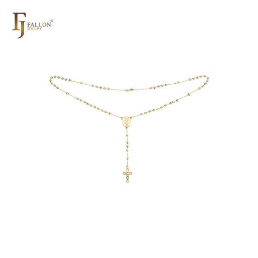 Italian Virgin of Guadalupe Catholic Rosary Necklace (Filigree Lantern Beads) plated in 14K Gold two tone