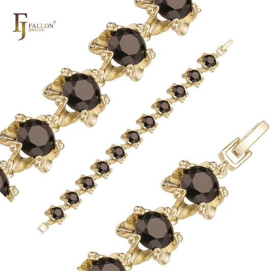 Pulseras de racimo chapadas en Oro de 14K, colores Oro de 18K