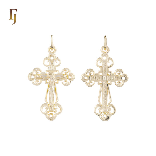 Orthodox Crucifix Pendant with Jesus Icon – Gold-Plated Religious Cross for Men and Women | FJ Fallon Jewelry