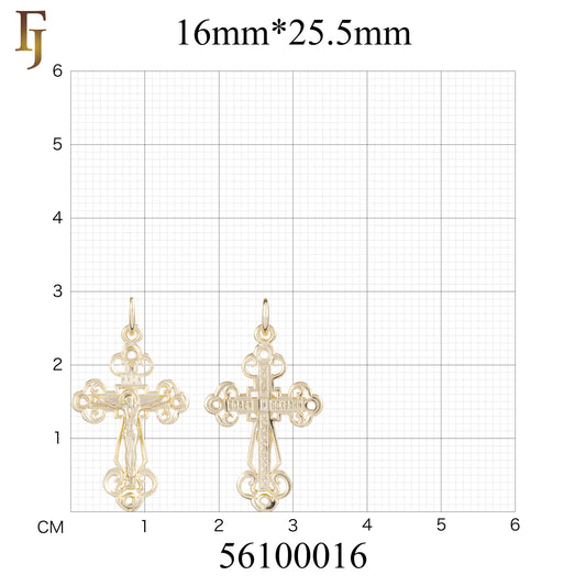 Orthodox Crucifix Pendant with Jesus Icon – Gold-Plated Religious Cross for Men and Women | FJ Fallon Jewelry