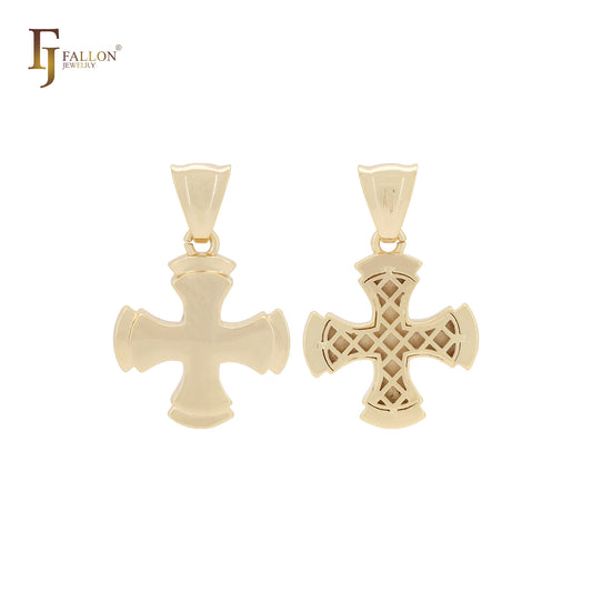 Crucifijo de cruz de Malta de surfista, colgante de cruz de oro de 14 quilates