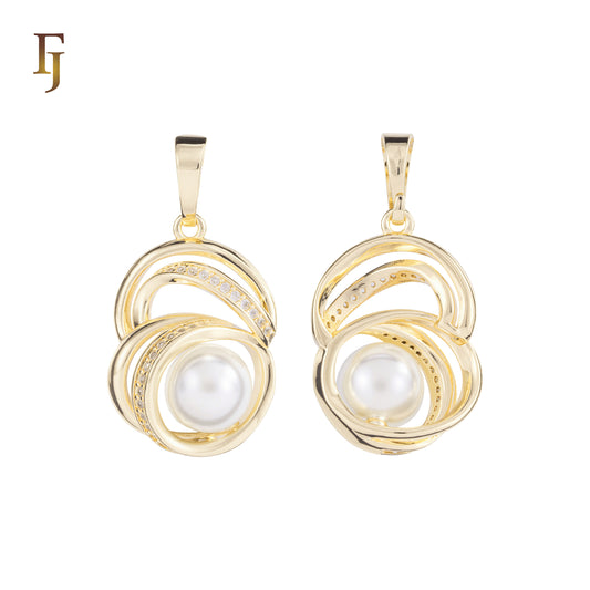 Elegante colgante de perla en oro rosa de Ribbons in Ribbons