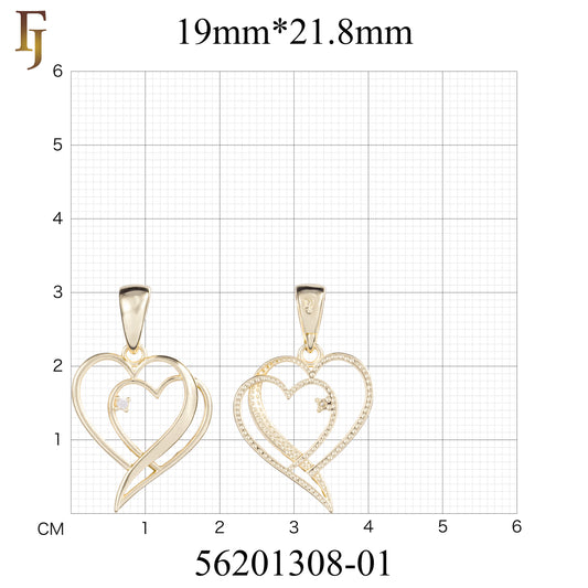 Solitário duplo com pingente de coração em ouro rosa, ouro 14K e ouro branco