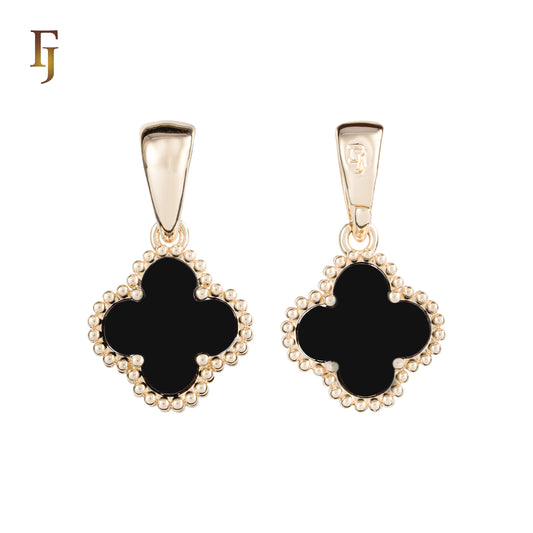 Colgante de trébol de la suerte colorido en oro rosa, oro de 14 quilates y oro blanco.