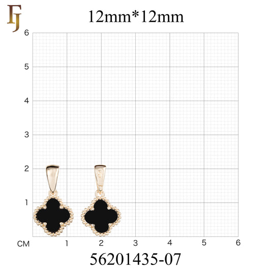 Colgante de trébol de la suerte colorido en oro rosa, oro de 14 quilates y oro blanco.
