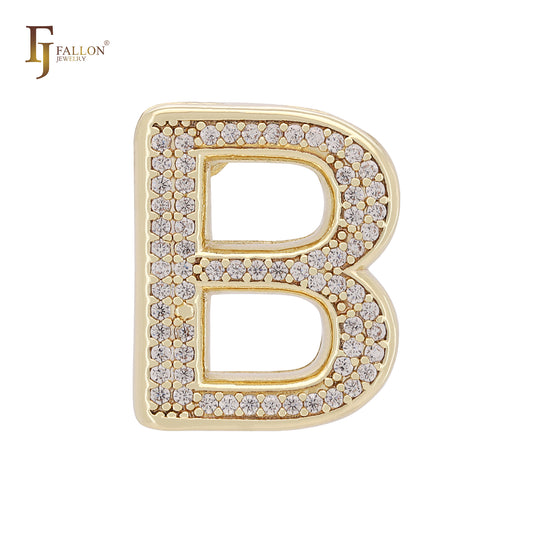 Подвеска из золота 14 карат с кластером белых фианитов в виде алфавита