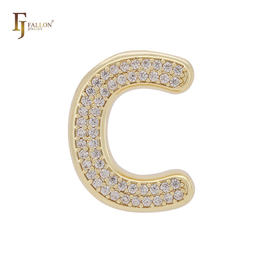 Подвеска из золота 14 карат с кластером белых фианитов в виде алфавита