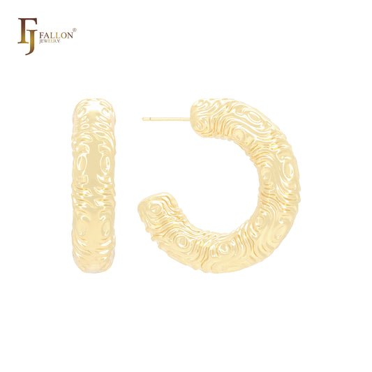 Серьги-гвоздики в форме закругленных трубчатых глаз из 14-каратного золота, розового золота и белого золота