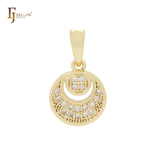 Kleiner, winziger Anhänger in abgerundeter Mondform mit weißen Zirkoniasteinen aus 14 Karat Gold