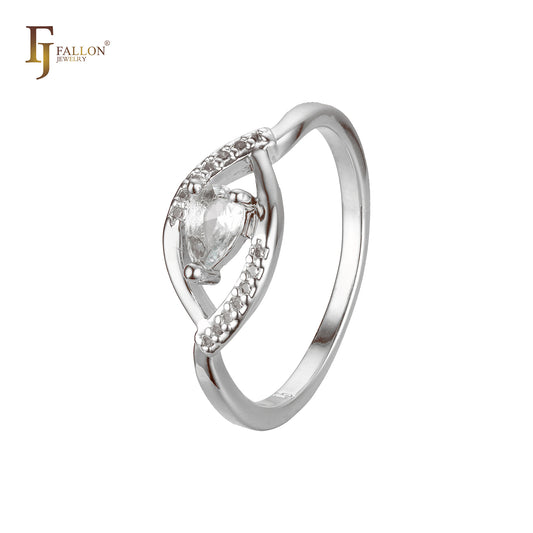 ローズゴールド ツートーン ソリティア ティアドロップ リング