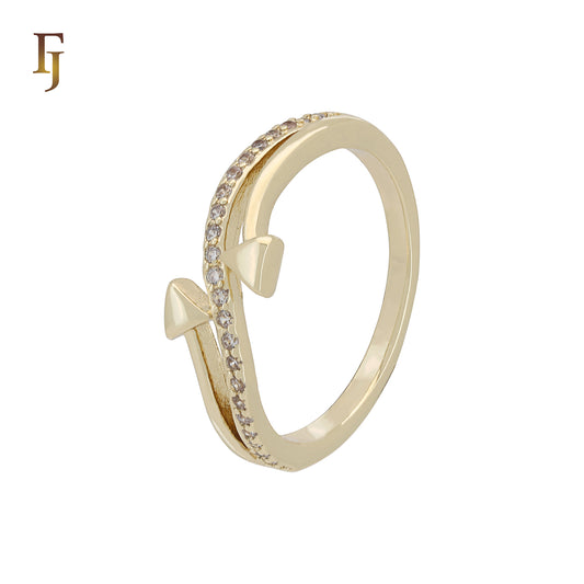 Arrow Open Ring with CZ – 7mm Adjustable Gold-Plated Fashion Jewelry by FJ Jewelry