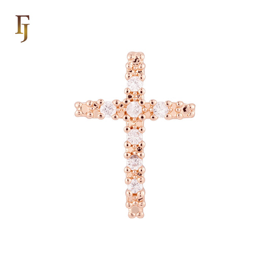 Cluster white CZs Latin Rose Gold Cross Pendant Christian Religious