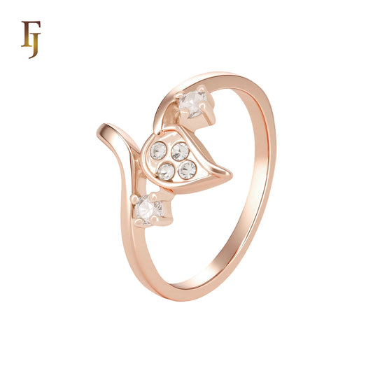 Leave of white CZs Rose Gold Fashion Rings