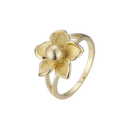 14K ゴールド、ローズゴールドメッキカラーのフラワーリング